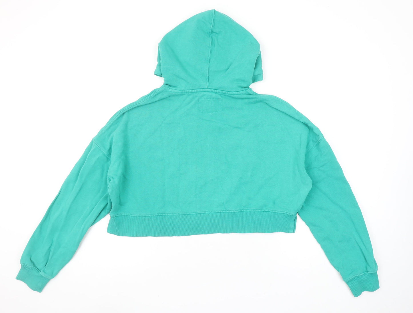 Jack Wills Women’s Green Cropped Hoodie UK 10 Cotton Pullover