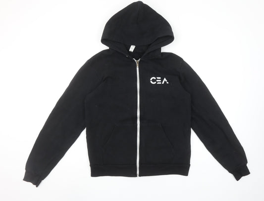 American Apparel Women's Black Full Zip Hoodie Size M Fleece Cotton Blend