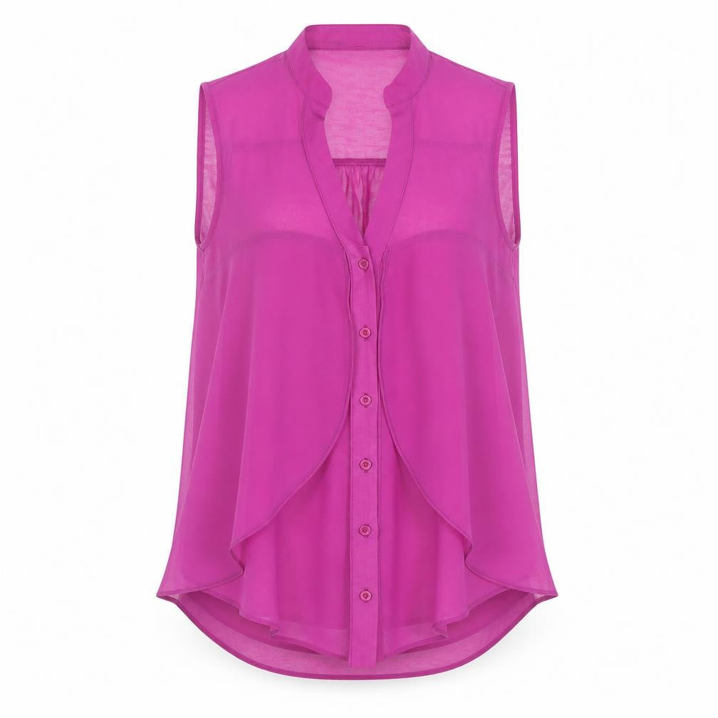 Savida Women's Purple Sleeveless Chiffon Blouse Size 10
