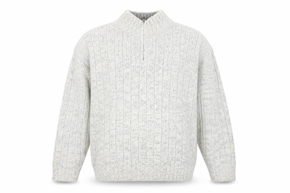 Marks & Spencer Men’s Beige 2XL Half Zip Wool Blend Jumper