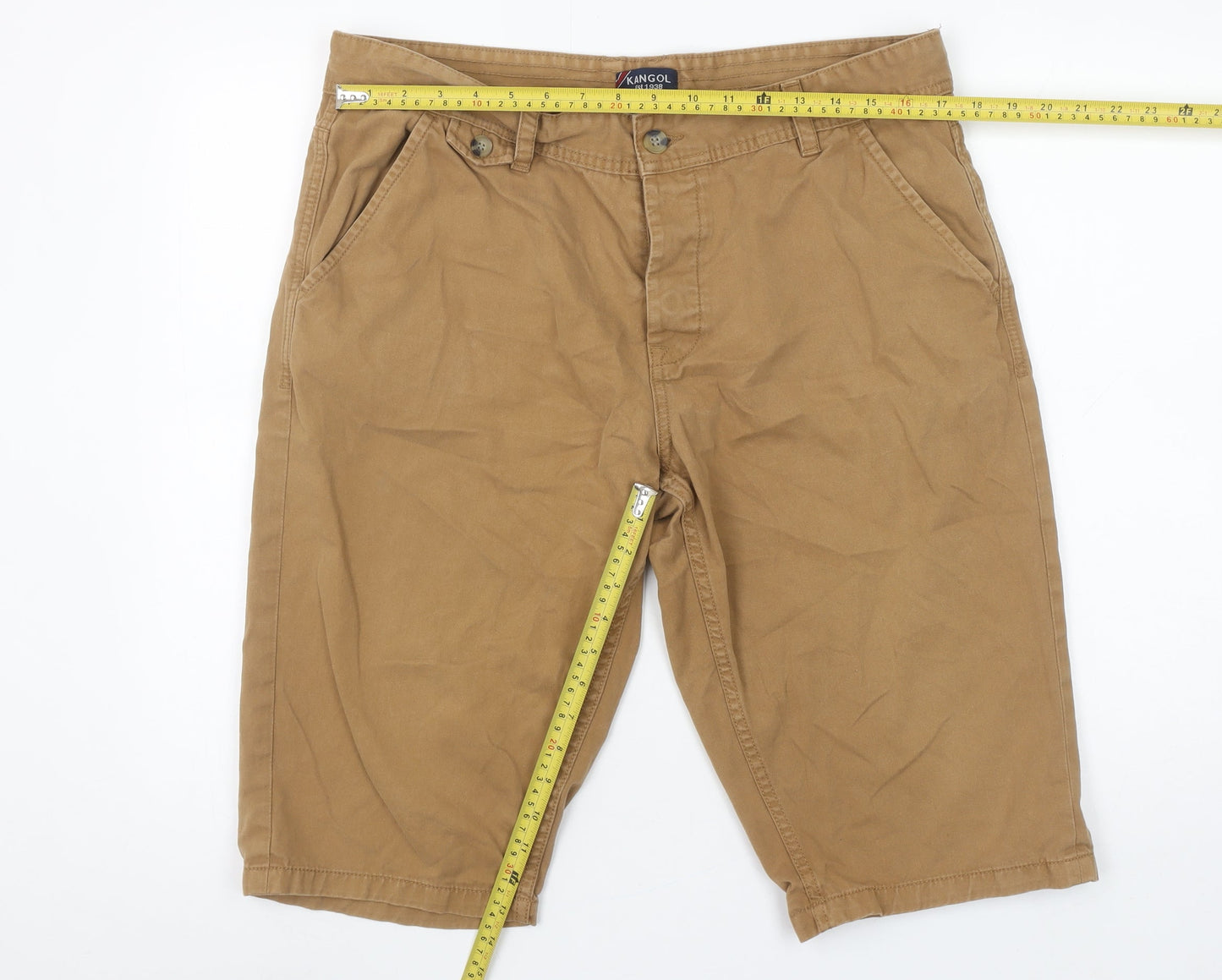 Kangol Men's Beige Chino Shorts XL Regular Fit Cotton Casual
