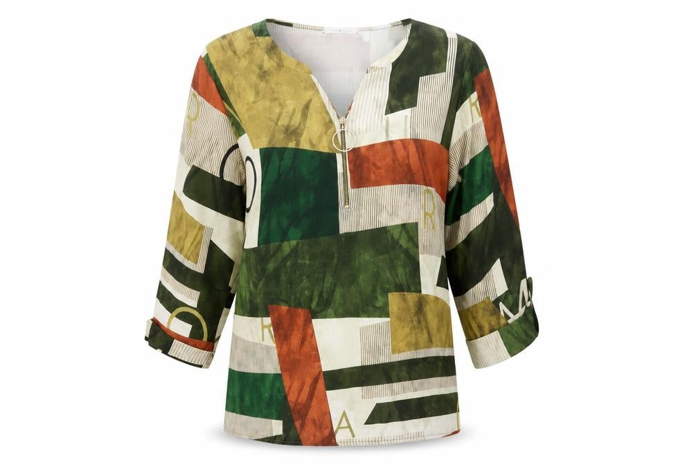 Punt Roma Women’s Multicoloured Geometric Tunic Blouse Size 10