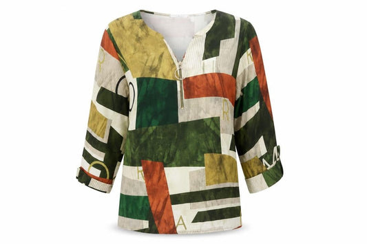 Punt Roma Women’s Multicoloured Geometric Tunic Blouse Size 10