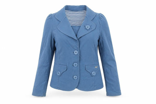 Killah Women Blue XL Cotton Stretch Single Breasted Blazer Jacket