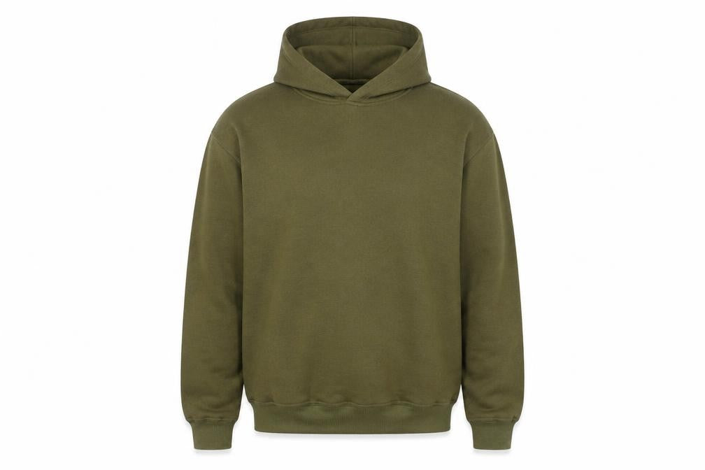 OWOA Men's Green Pullover Hoodie L Fleece Cotton Blend