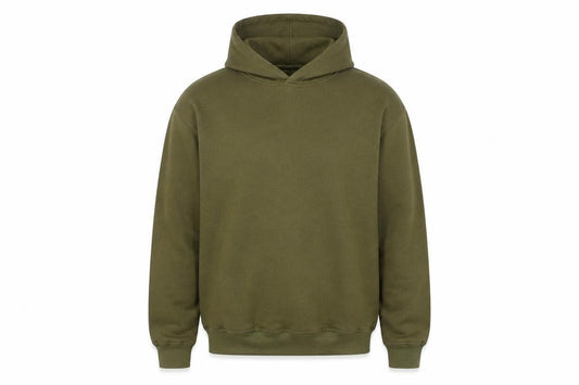 OWOA Men's Green Pullover Hoodie L Fleece Cotton Blend