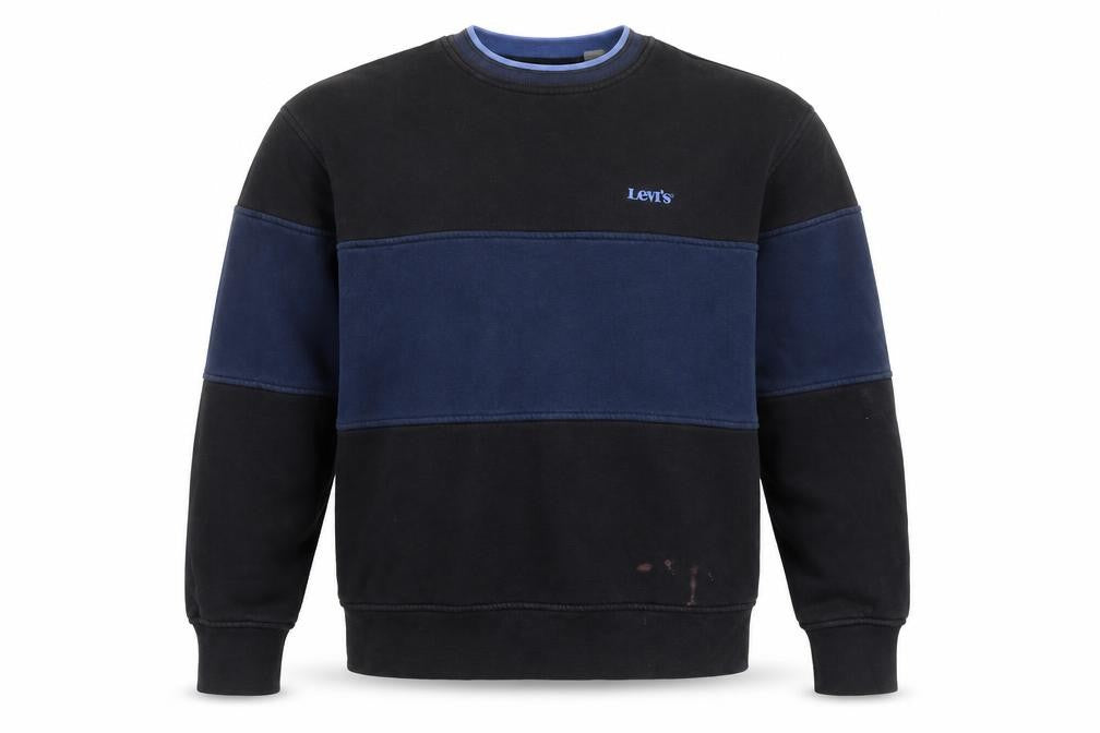 Levi's Men's Blue Colour Block Crew Neck Relaxed Fit Sweatshirt S