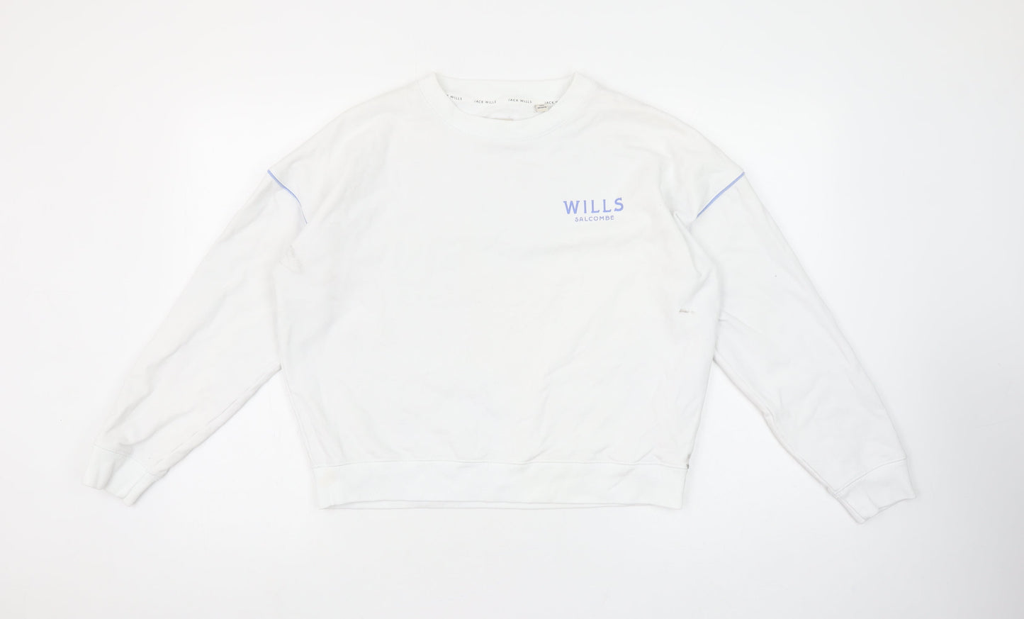 Jack Wills Women's White Crew Neck Pullover Sweatshirt UK 10