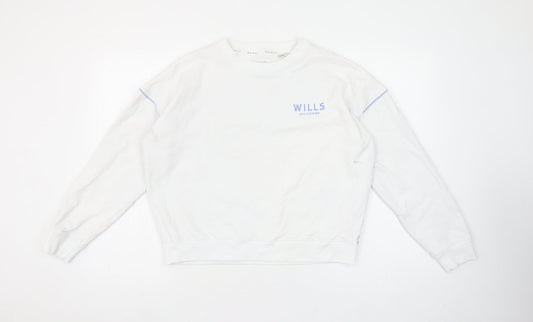 Jack Wills Women's White Crew Neck Pullover Sweatshirt UK 10