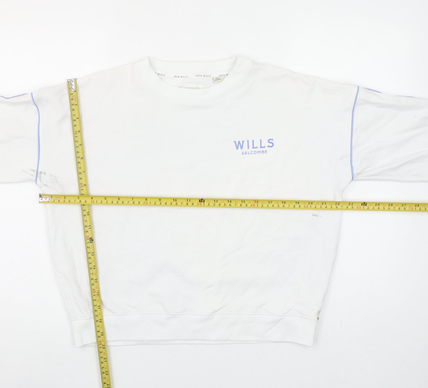 Jack Wills Women's White Crew Neck Pullover Sweatshirt UK 10
