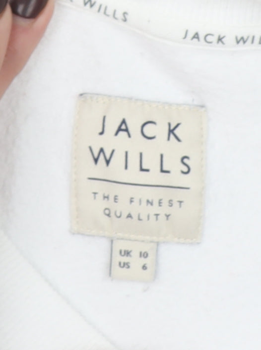 Jack Wills Women's White Crew Neck Pullover Sweatshirt UK 10