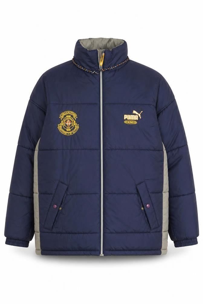 Puma Men’s Blue XL Puffer Jacket Winter Nylon Full Zip Logo Coat