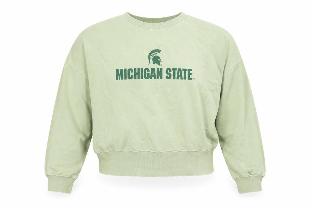 MSU Michigan State University Womens Green L Sweatshirt Crew Neck Pullover