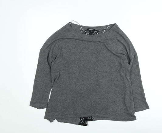 Mystify Women’s Grey Lace Back 3/4 Sleeve Jersey Top Size M