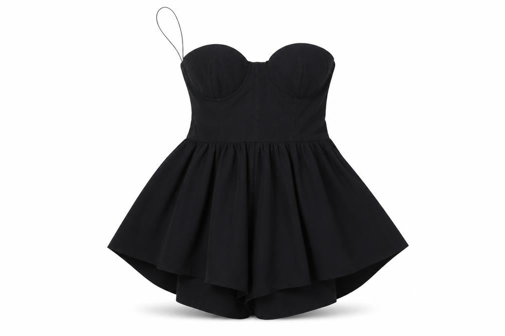 Boohoo Women's Black Strapless Bow-Back Playsuit Size 14