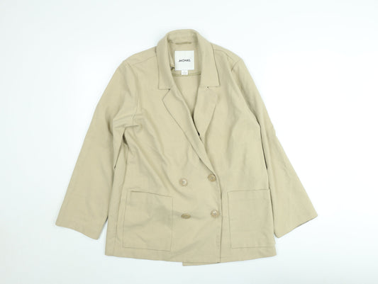 Monkl Women Beige Cotton Twill Blazer Jacket Size S