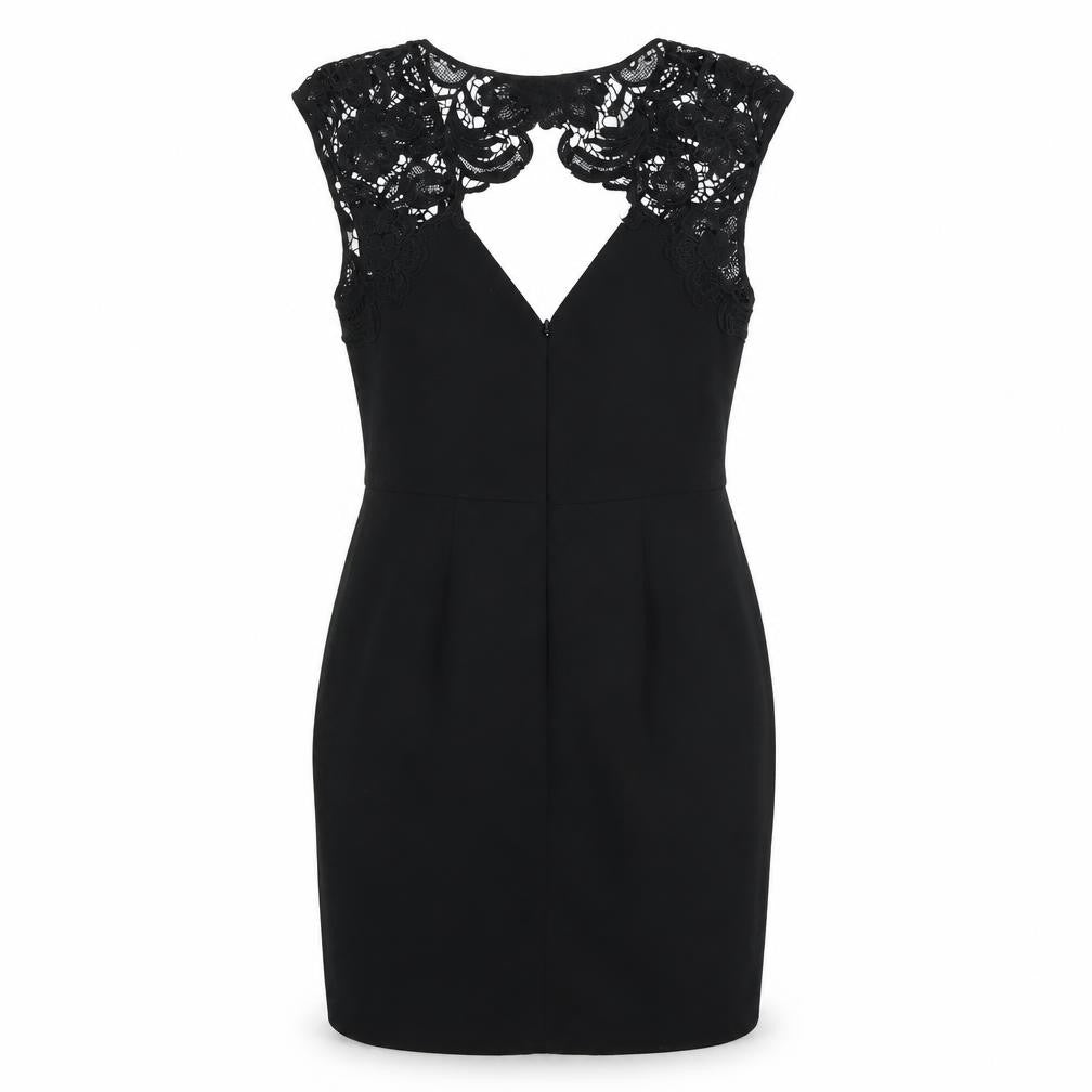 Warehouse Women Black Lace Detail Bodycon Knee Length Dress Size 12