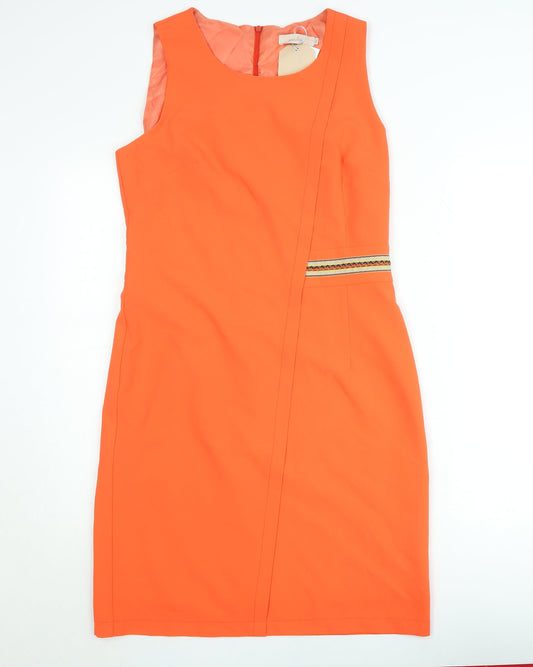Andamio Women’s Orange Sleeveless Sheath Knee Length Dress Size 14