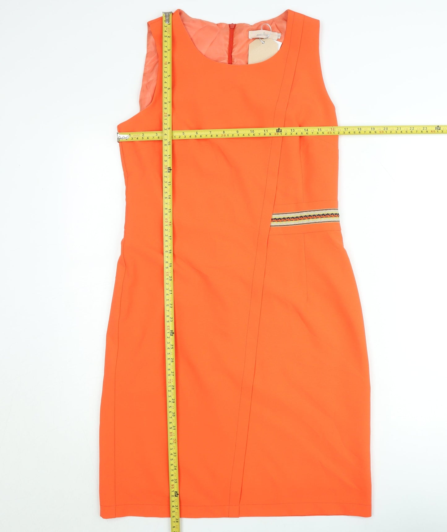 Andamio Women’s Orange Sleeveless Sheath Knee Length Dress Size 14
