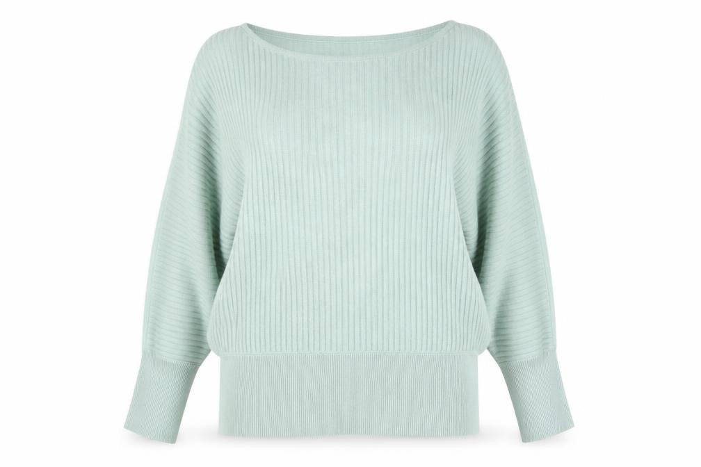 Dunnes Women Green Knit Long Sleeve Boat Neck Top Size L