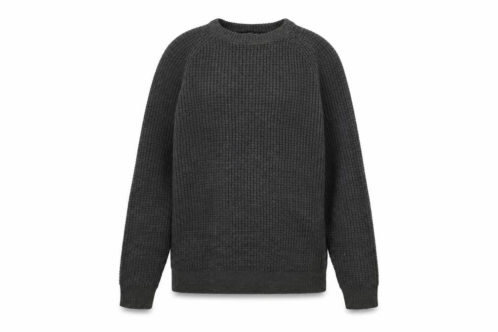 Cedarwood State Women's Grey Waffle Knit Crew Neck Jumper Size M