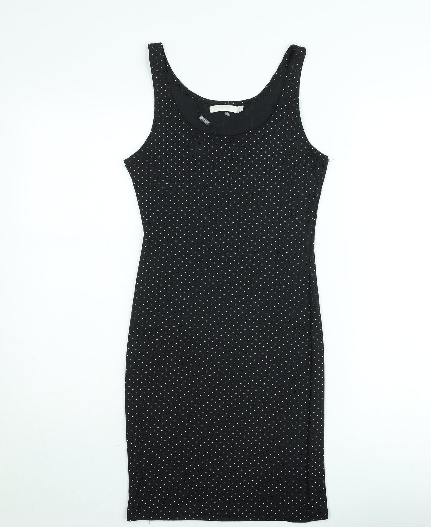 Vera & Lucy Women Black Polka Dot Bodycon Dress M