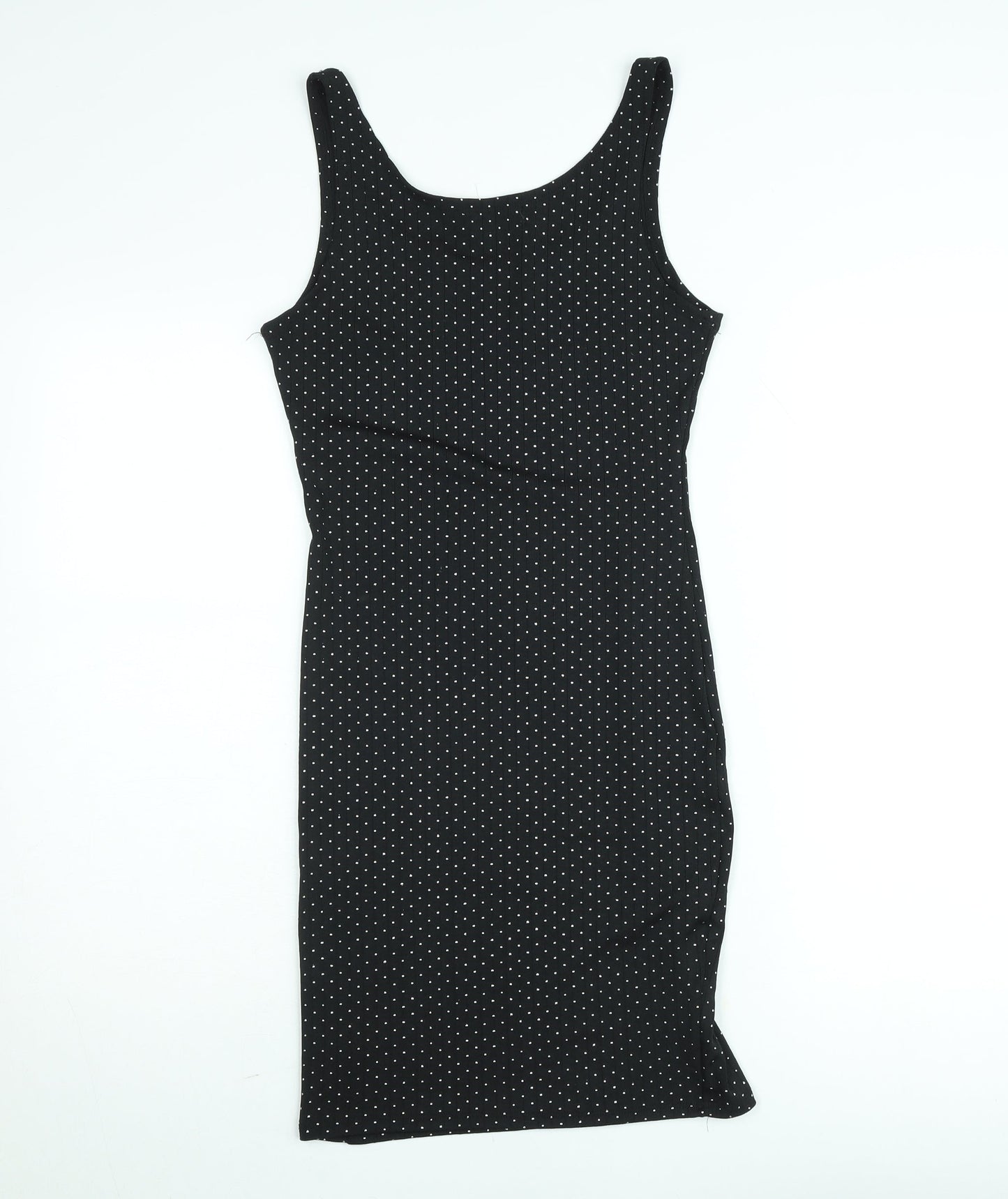 Vera & Lucy Women Black Polka Dot Bodycon Dress M