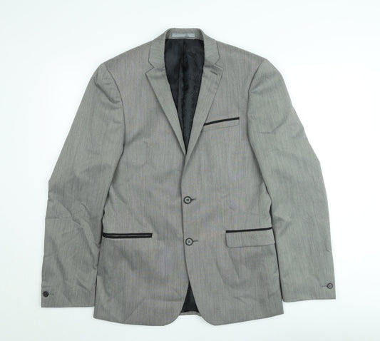 Red Herring Men’s Grey Long Slim Fit Blazer Jacket 38 Long