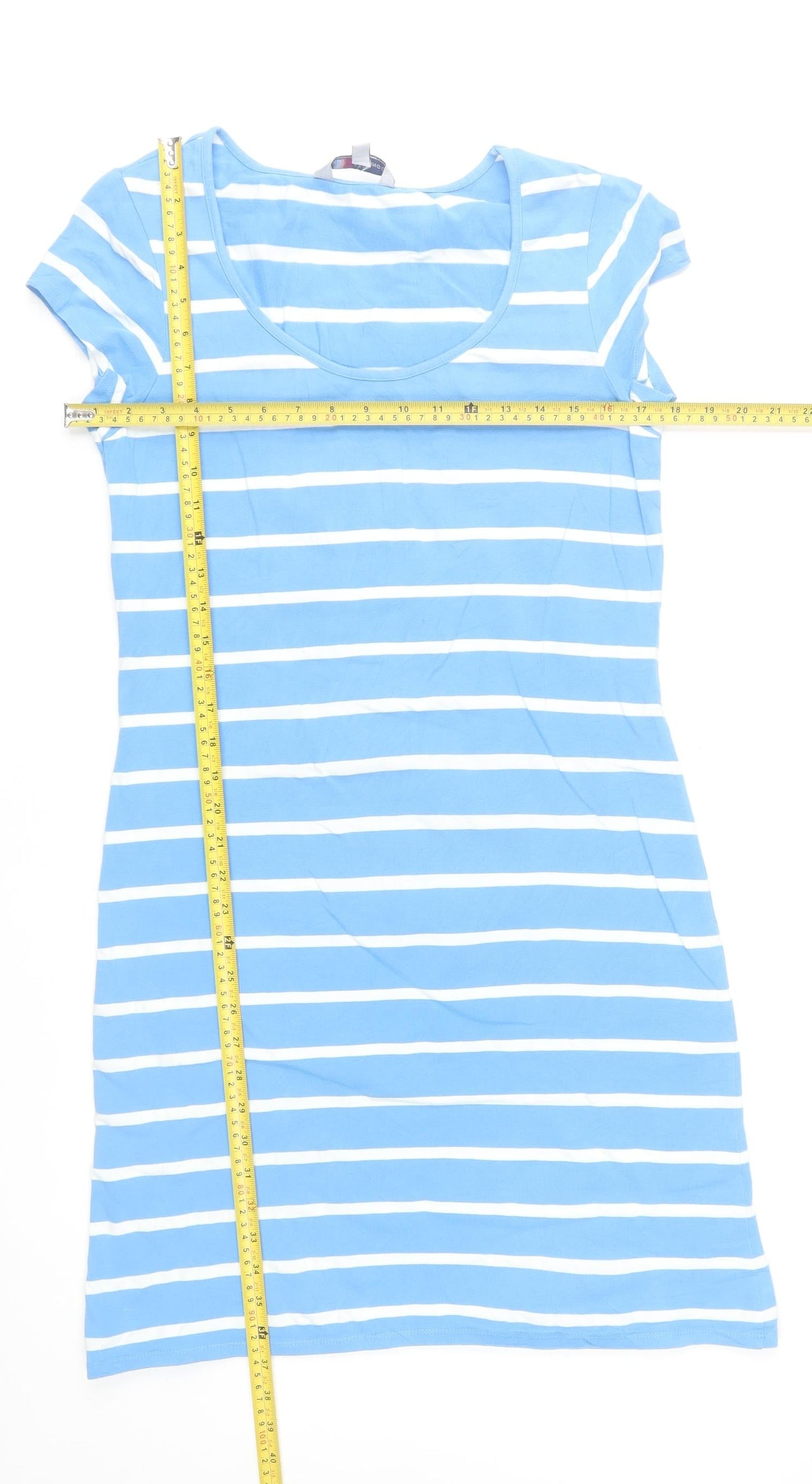 Crew Clothing Co. Women's Blue Striped T-Shirt Dress Size 12