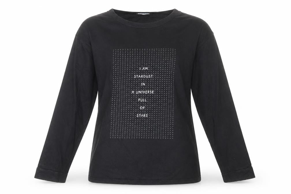 Zara Women Black Long Sleeve Cotton Jersey T-Shirt Size 14