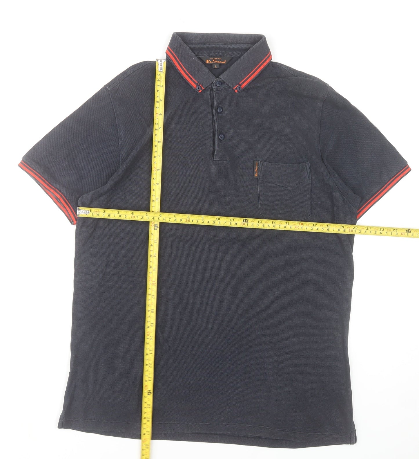 Ben Sherman Men's Blue Polo Shirt L Regular Fit Cotton