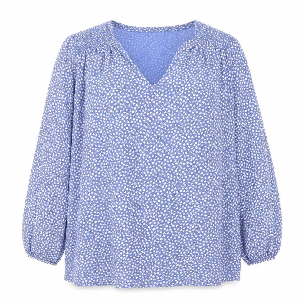 FatFace Women Blue Floral V-Neck Tunic Blouse UK 14