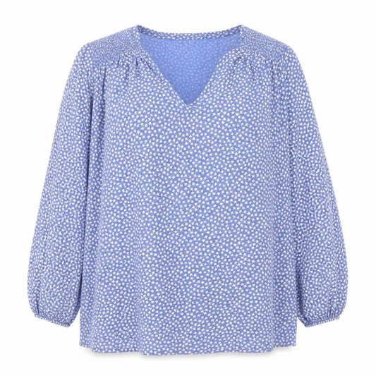 FatFace Women Blue Floral V-Neck Tunic Blouse UK 14