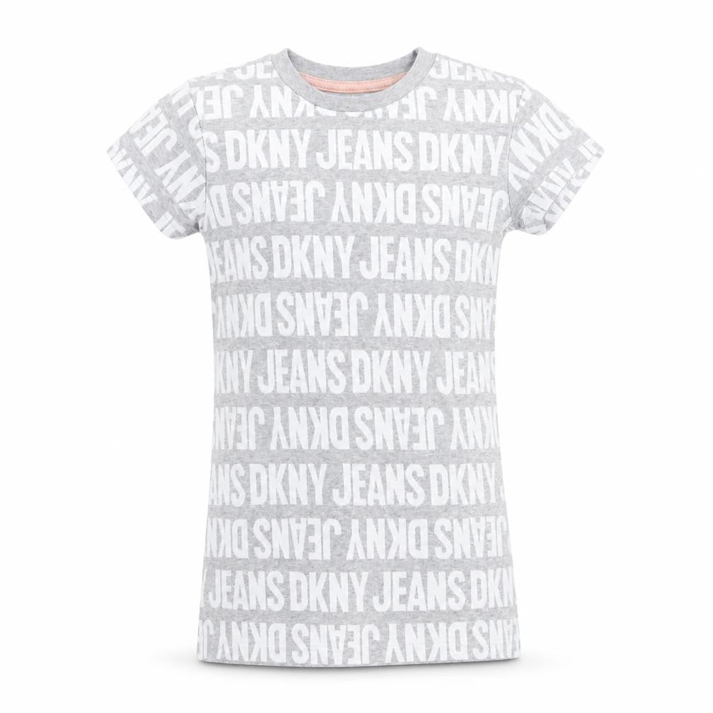 DKNY Jeans Grey Logo T-Shirt Small Teens Short Sleeve Cotton Blend