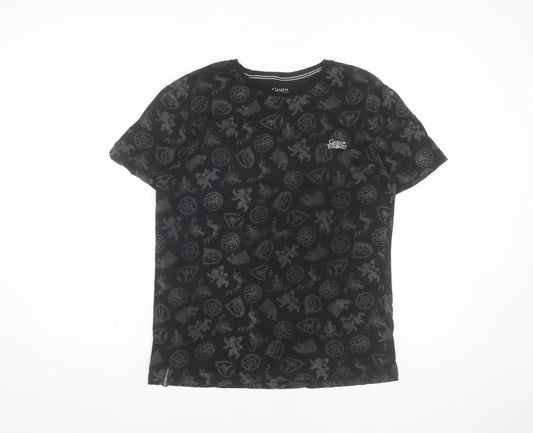 Game of Thrones Men’s Black Cotton Short Sleeve Crew Neck T-Shirt Size S