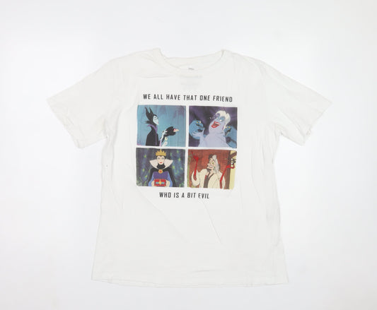 Pull&Bear Disney Villains White Women's T-Shirt Size 12 Short Sleeve
