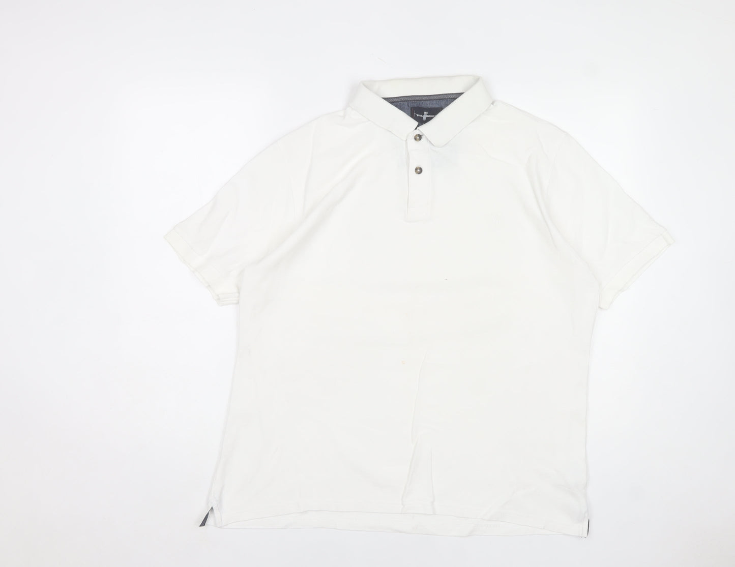 Marks and Spencer Men's White Cotton Polo Shirt Size L Regular Fit