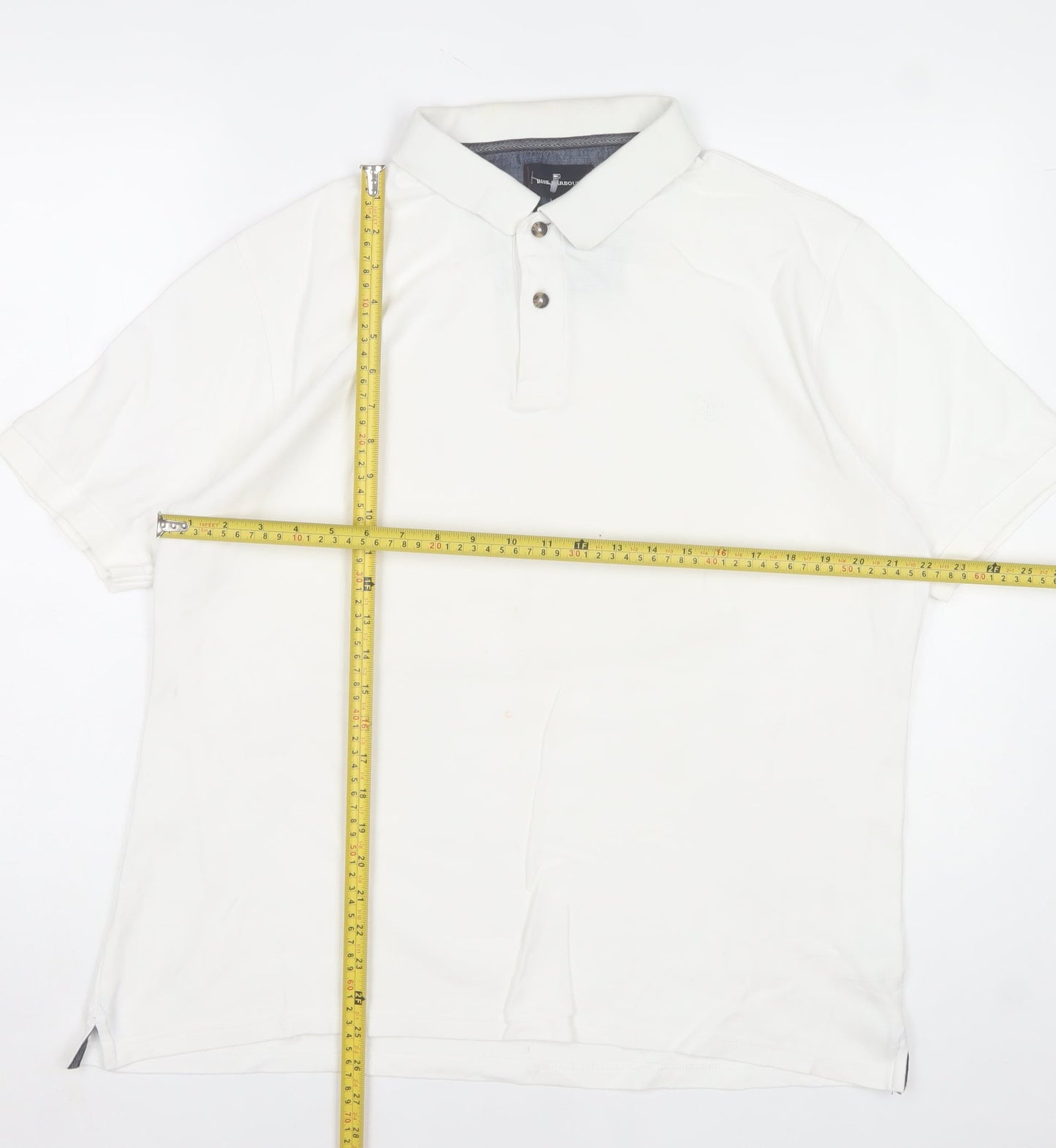 Marks and Spencer Men's White Cotton Polo Shirt Size L Regular Fit
