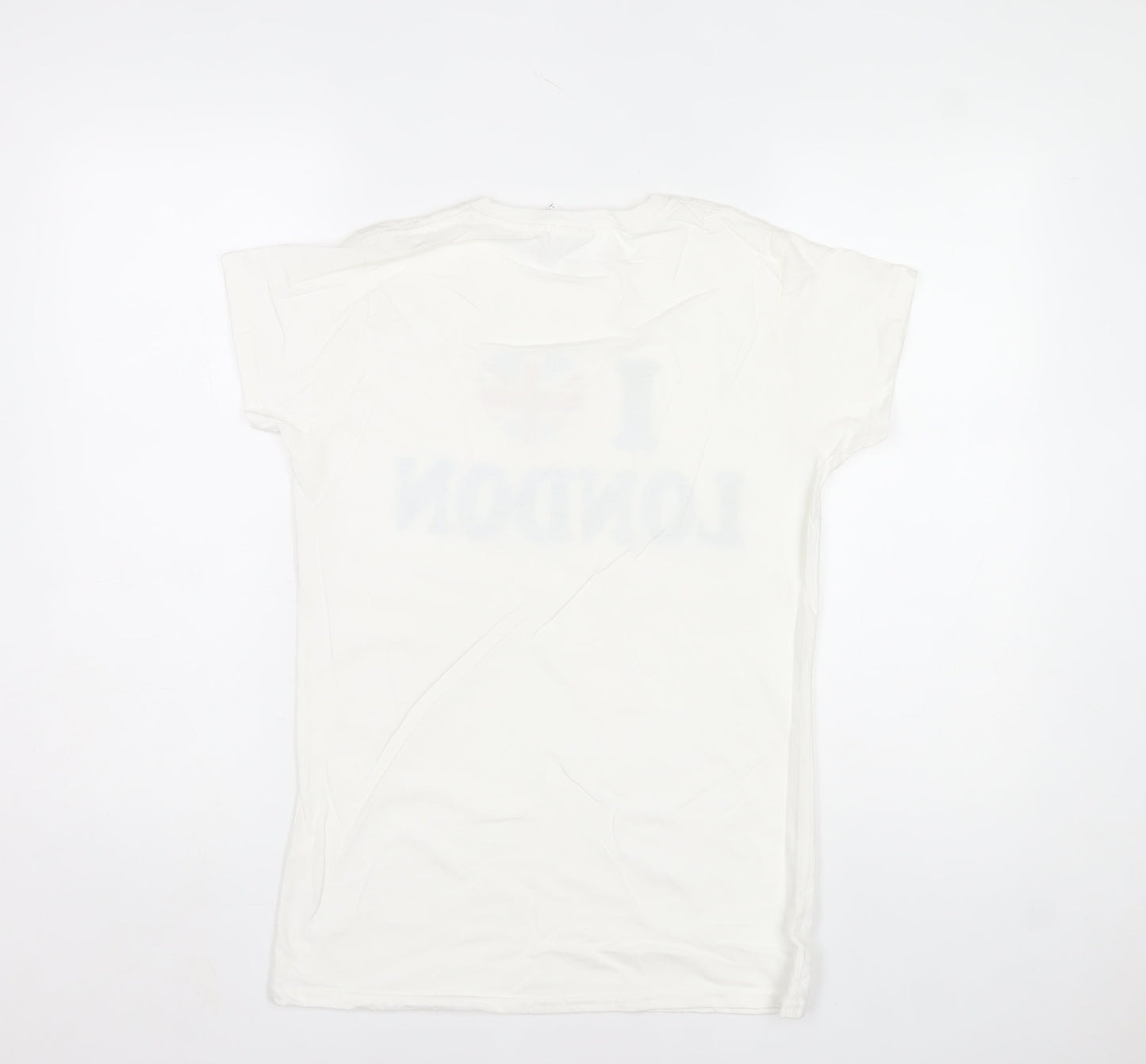 Gildan Women White I Love London Cotton T-Shirt Size L