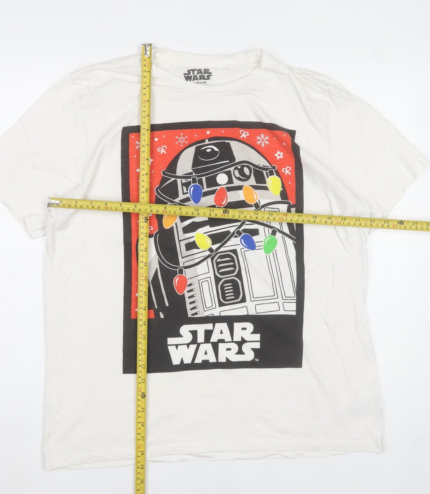 Next Star Wars Men’s White XL R2-D2 Christmas Graphic Cotton T-Shirt