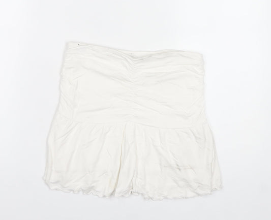 Hollister Women White High Rise Short Skort S Viscose Stretch