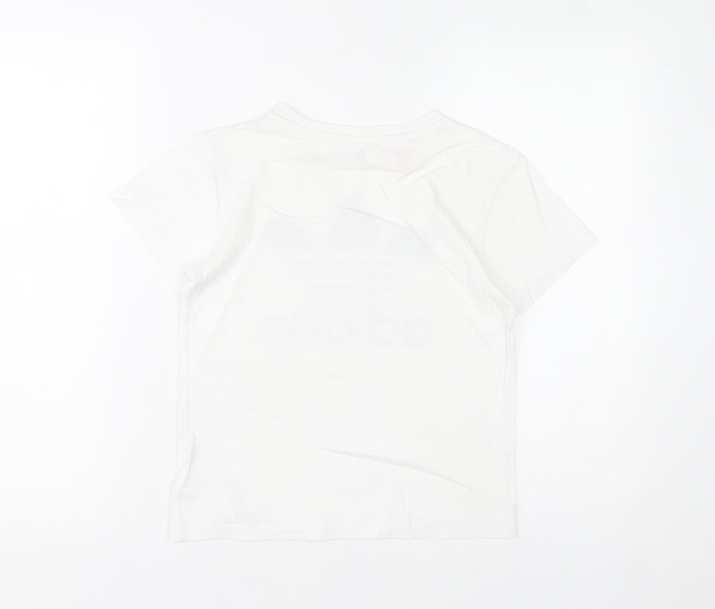 Adidas Girls White 10-11 Years Logo Cotton Short Sleeve T-Shirt