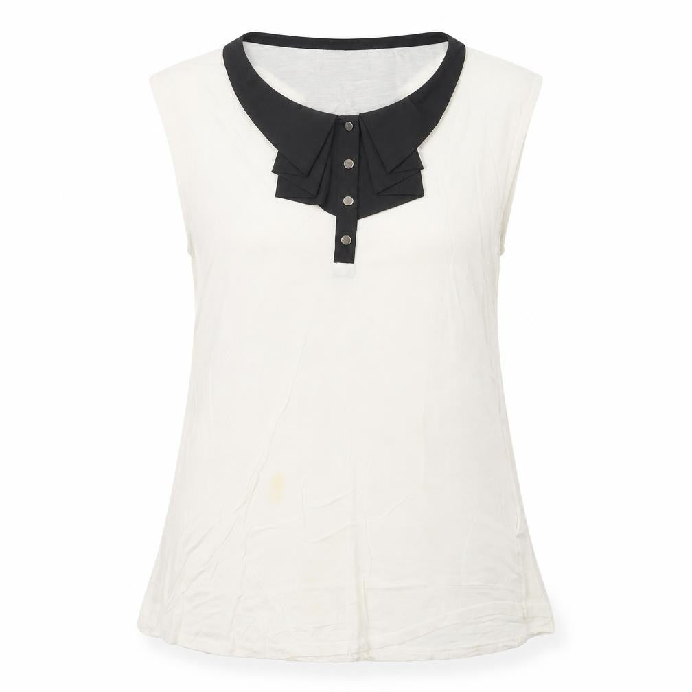Oasis Women’s Ivory Sleeveless Collared Blouse Size M