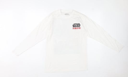 Star Wars Men's White Small Long Sleeve Graphic T-Shirt Darth Vader