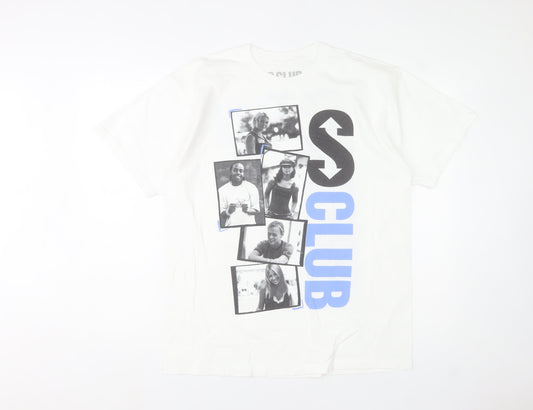 S Club Women's White L T-Shirt 2023 Tour Graphic Cotton Top