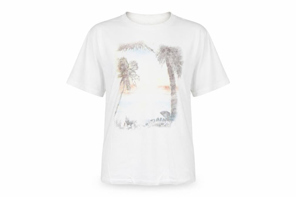 Mantaray Men’s White Medium Cotton Beach Graphic T-Shirt