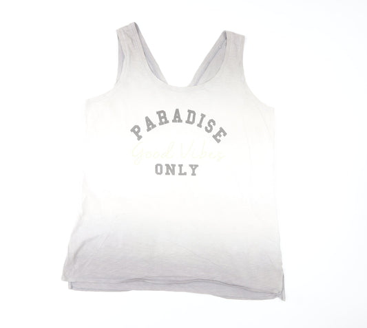 Next Womens Grey Cotton Tank Top Size 18 Sleeveless Holiday Style
