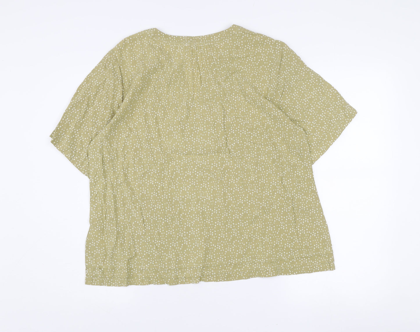 Mistral Women’s Green Geometric V-Neck Short Sleeve Viscose Tunic Blouse Size 14