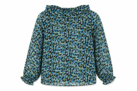 Primark Women's Black Floral Ruffle V-Neck Tunic Blouse Size 16