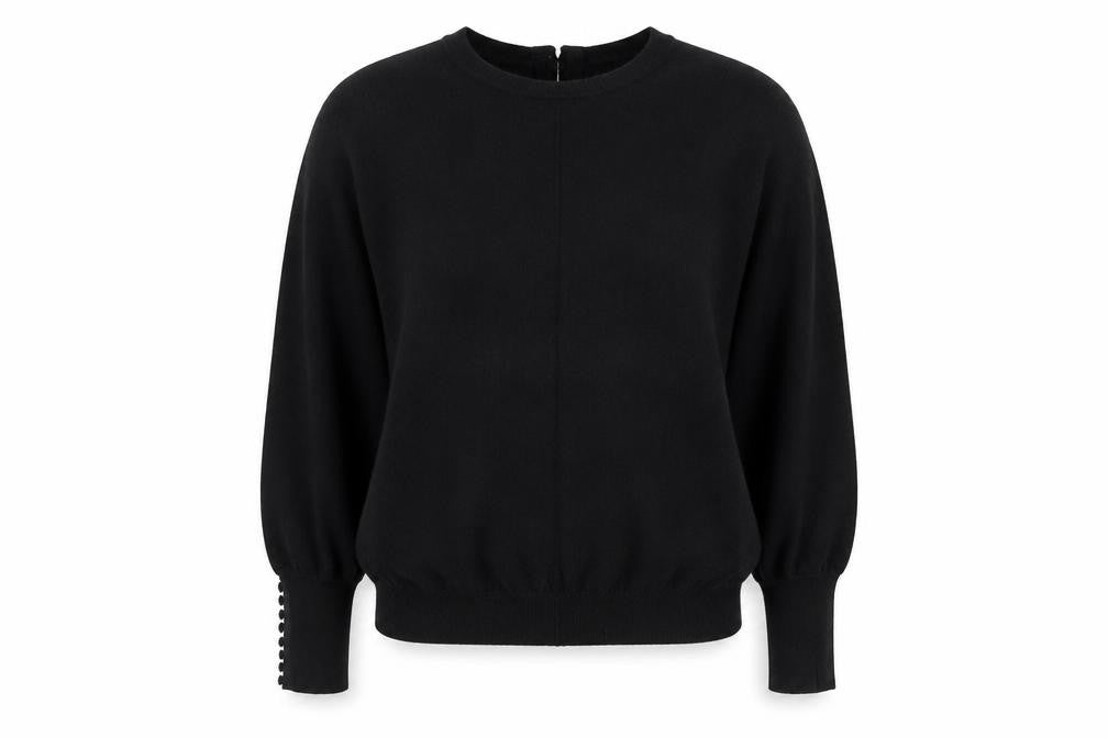 Savida Women's Black Crew Neck Long Sleeve Pullover Jumper Size 12